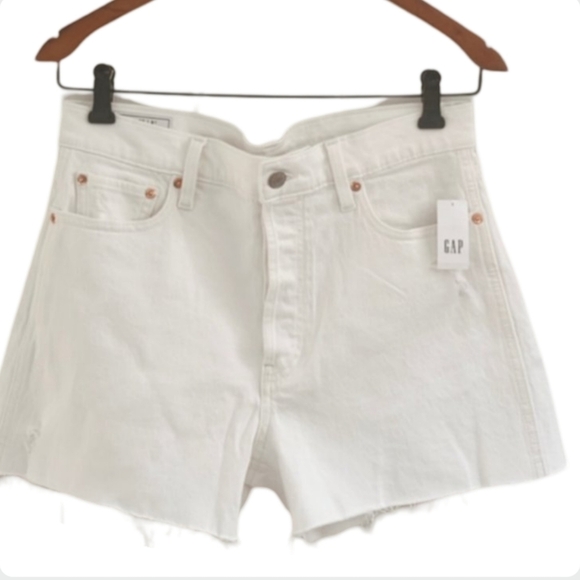 GAP White Cheeky High Rise Denim Shorts NWT 29 Tall - Picture 5 of 13